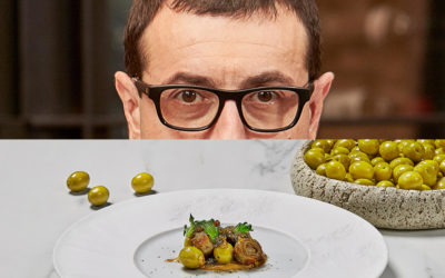 Aceituna Manzanilla, alcachofas y caviar intercambio