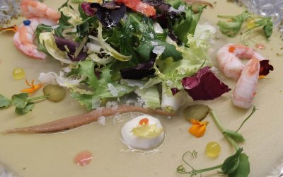 Brotes de ensalada, quisquilla de Motril y sus corales